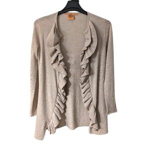 Tory Burch 100% Wool Ruffle Cardigan Sweater